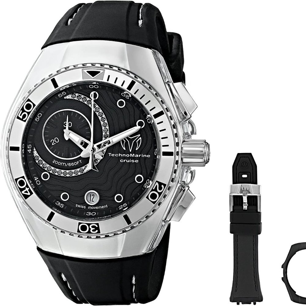 TechnoMarine Unisex 114031 Cruise One Analog Display Swiss Quartz Black Watch